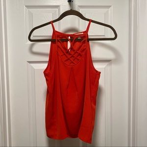 Red/Orange Tank Top with Criss Cross Detail